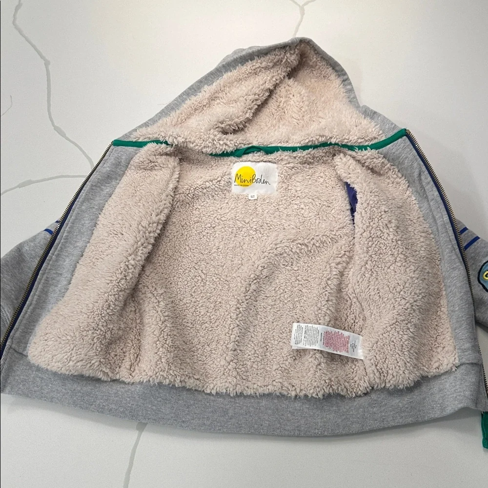 Mini Boden gray space astronaut fleece lined hooded sweatshirt size 2-3 ๐๐ง๐ผโ๐ - Picture 5 of 9